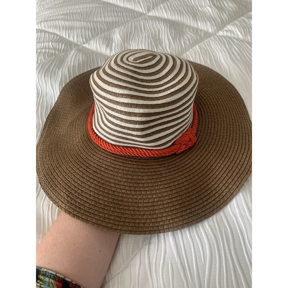 Lucky 7 USA Beach Sun Hat 100% Paper Wide Brim BraidEd Hat Band